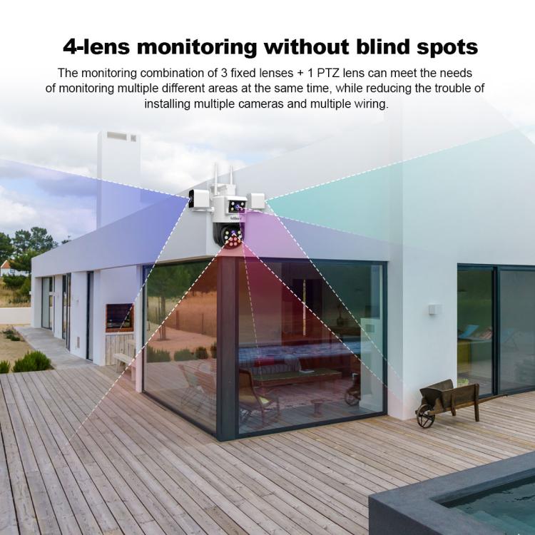 SriHome SH066 8MP HD Quad Lens Security Camera, Support Full Color Night Vision / Two-way Audio(AU Plug) - Wireless Camera by SriHome | Online Shopping UK | buy2fix