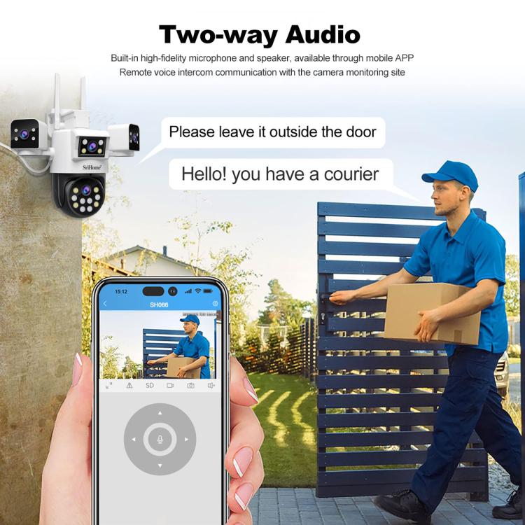 SriHome SH066 8MP HD Quad Lens Security Camera, Support Full Color Night Vision / Two-way Audio(EU Plug) - Wireless Camera by SriHome | Online Shopping UK | buy2fix