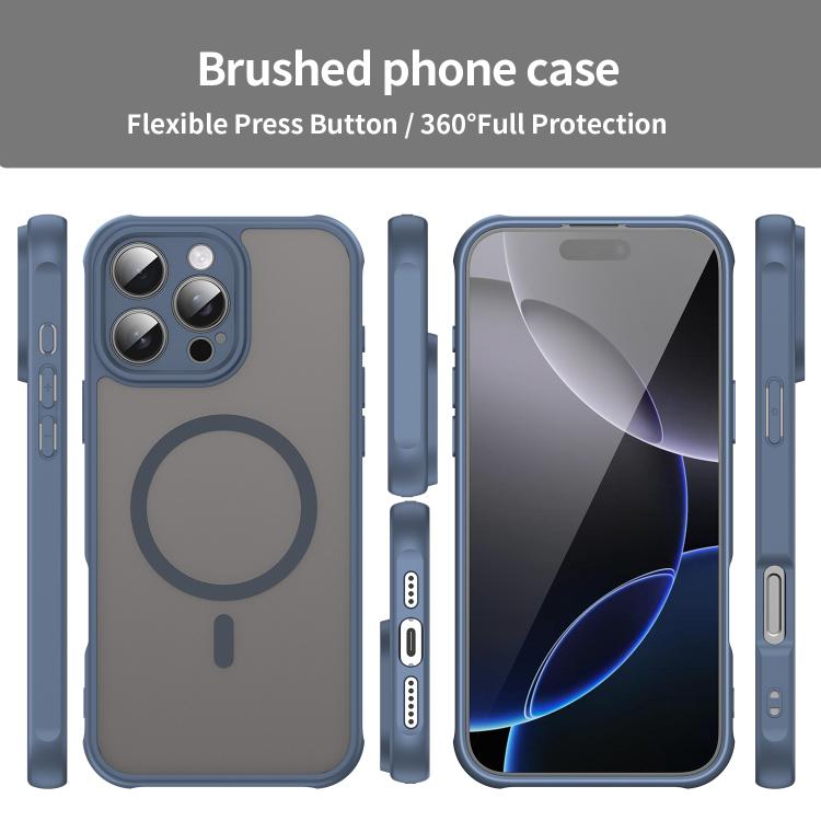 For iPhone 16e Fan Dun Series TPU Hybrid PC Frosted Magsafe Phone Case(Blue) - iPhone 16e Cases by buy2fix | Online Shopping UK | buy2fix