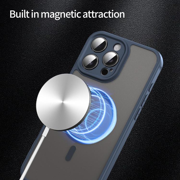 For iPhone 16e Fan Dun Series TPU Hybrid PC Frosted Magsafe Phone Case(Blue) - iPhone 16e Cases by buy2fix | Online Shopping UK | buy2fix