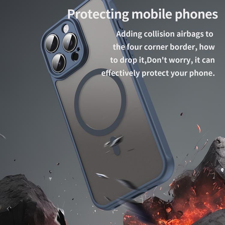 For iPhone 16e Fan Dun Series TPU Hybrid PC Frosted Magsafe Phone Case(Blue) - iPhone 16e Cases by buy2fix | Online Shopping UK | buy2fix