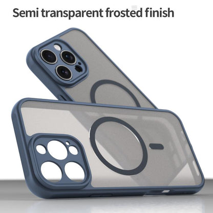 For iPhone 16e Fan Dun Series TPU Hybrid PC Frosted Magsafe Phone Case(Blue) - iPhone 16e Cases by buy2fix | Online Shopping UK | buy2fix