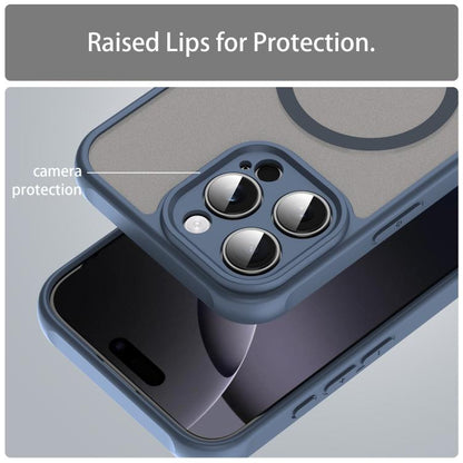 For iPhone 16e Fan Dun Series TPU Hybrid PC Frosted Magsafe Phone Case(Blue) - iPhone 16e Cases by buy2fix | Online Shopping UK | buy2fix