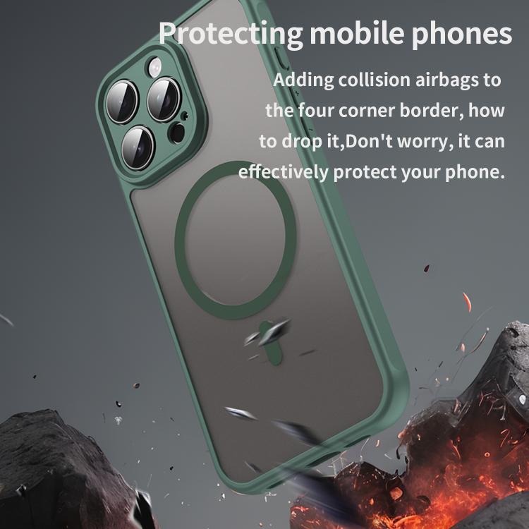 For iPhone 16e Fan Dun Series TPU Hybrid PC Frosted Magsafe Phone Case(Green) - iPhone 16e Cases by buy2fix | Online Shopping UK | buy2fix