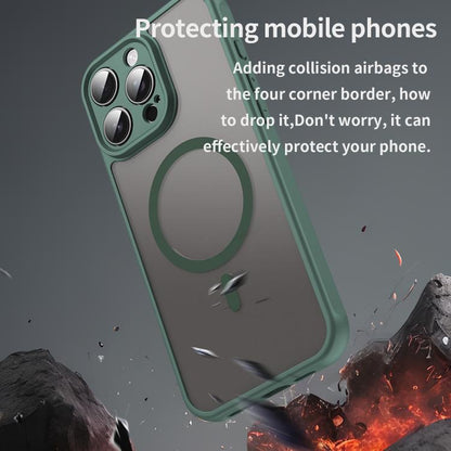 For iPhone 16e Fan Dun Series TPU Hybrid PC Frosted Magsafe Phone Case(Green) - iPhone 16e Cases by buy2fix | Online Shopping UK | buy2fix