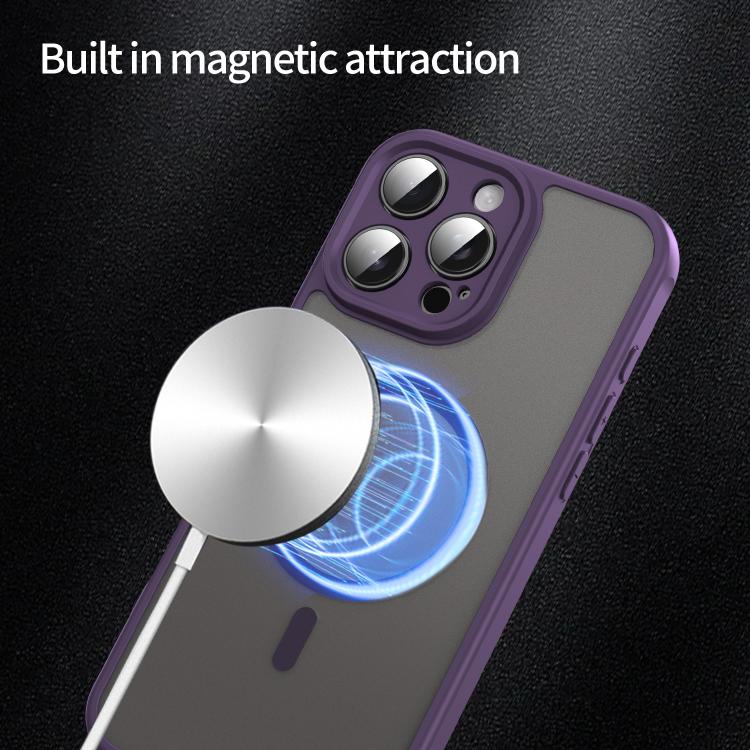 For iPhone 16e Fan Dun Series TPU Hybrid PC Frosted Magsafe Phone Case(Purple) - iPhone 16e Cases by buy2fix | Online Shopping UK | buy2fix