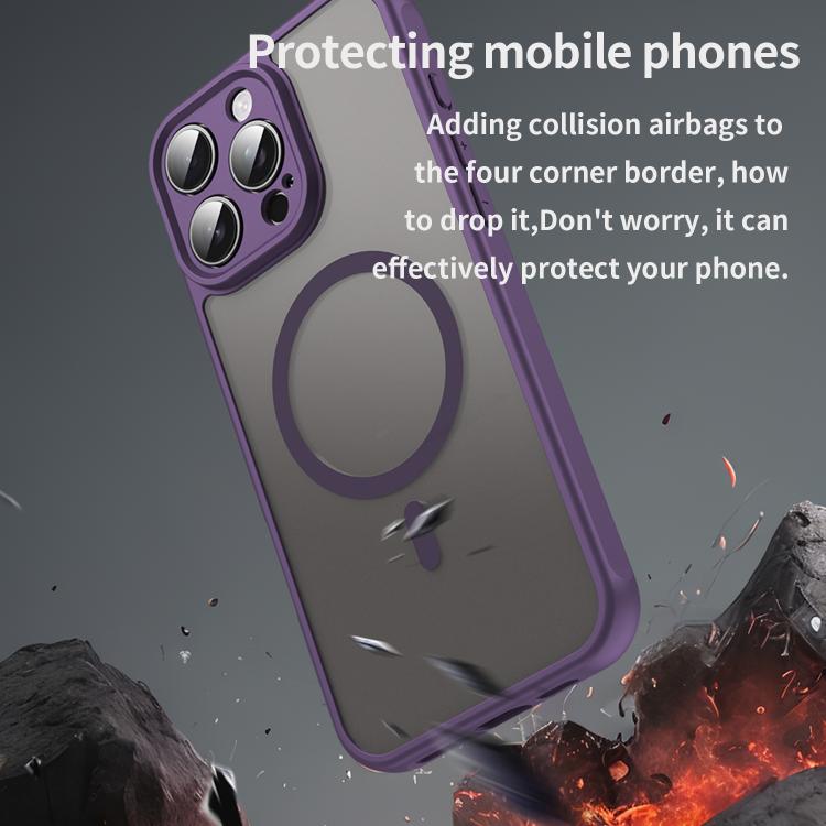 For iPhone 16e Fan Dun Series TPU Hybrid PC Frosted Magsafe Phone Case(Purple) - iPhone 16e Cases by buy2fix | Online Shopping UK | buy2fix