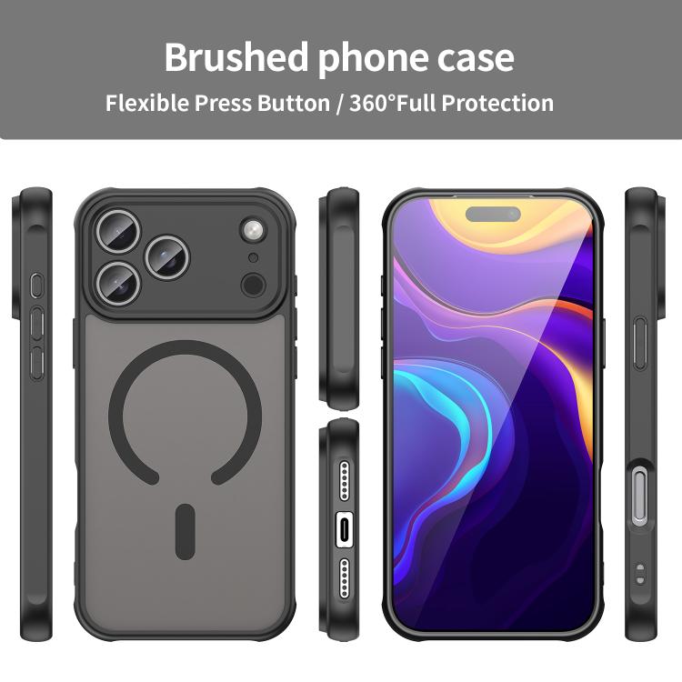 For iPhone 17 Pro Max Fan Dun Series TPU Hybrid PC Frosted Magsafe Phone Case(Black) - iPhone 17 Pro Max Cases by buy2fix | Online Shopping UK | buy2fix