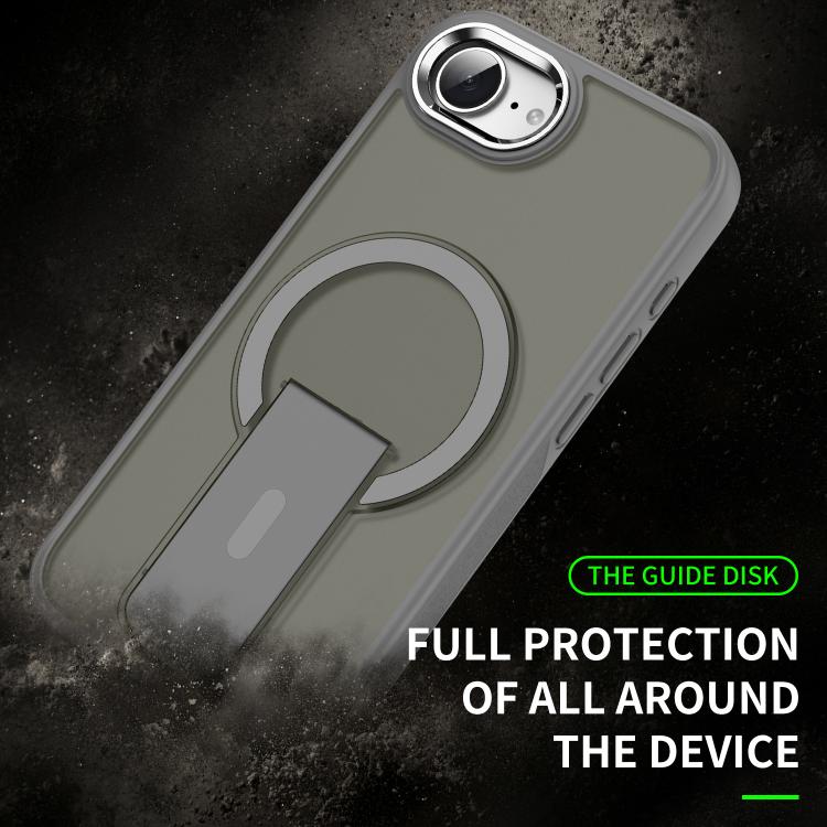 For iPhone 16e Acrylic Hybrid TPU MagSafe Holder Phone Case(Dark Blue) - iPhone 16e Cases by buy2fix | Online Shopping UK | buy2fix