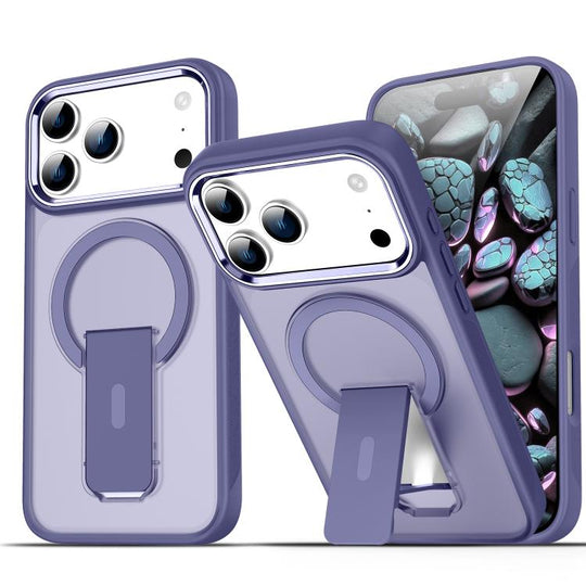 For iPhone 18 Pro Max / 17 Pro Max Acrylic Hybrid TPU MagSafe Holder Phone Case(Dark Night Purple)