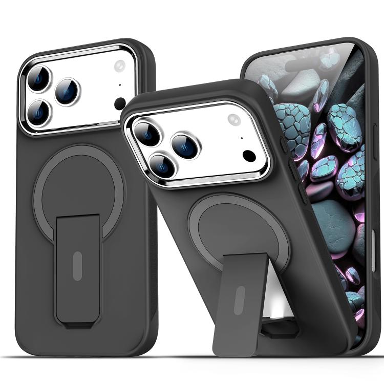 For iPhone 17 Pro Max Acrylic Hybrid TPU MagSafe Holder Phone Case(Black) - iPhone 17 Pro Max Cases by buy2fix | Online Shopping UK | buy2fix