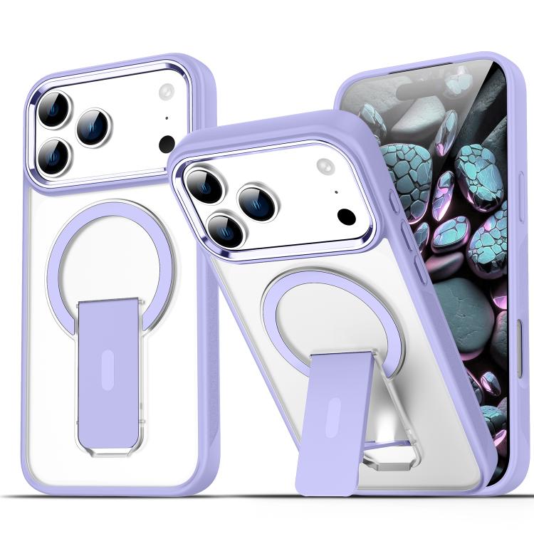 For iPhone 17 Pro Max Acrylic Hybrid TPU MagSafe Holder Phone Case(Lavender Purple) - iPhone 17 Pro Max Cases by buy2fix | Online Shopping UK | buy2fix