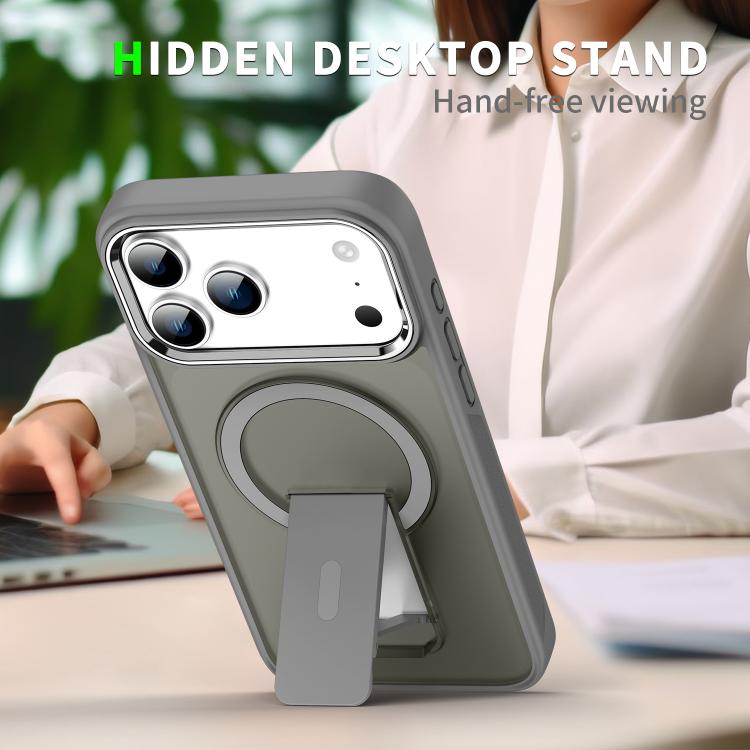 For iPhone 17 Pro Max Acrylic Hybrid TPU MagSafe Holder Phone Case(Transparent Black) - iPhone 17 Pro Max Cases by buy2fix | Online Shopping UK | buy2fix