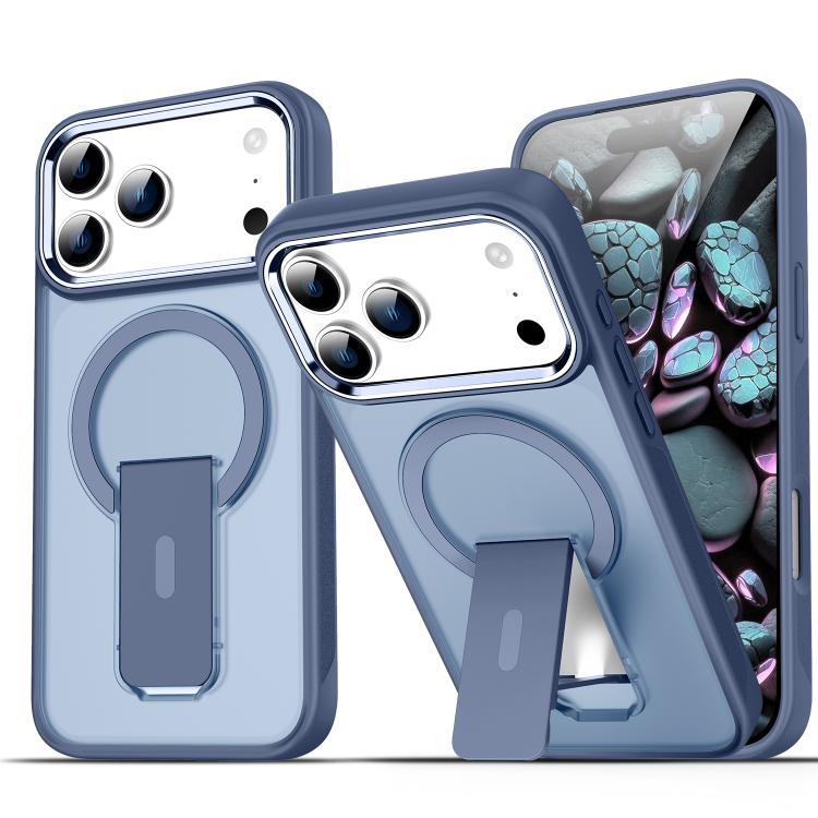 For iPhone 17 Pro Acrylic Hybrid TPU MagSafe Holder Phone Case(Dark Blue) - iPhone 17 Pro Cases by buy2fix | Online Shopping UK | buy2fix