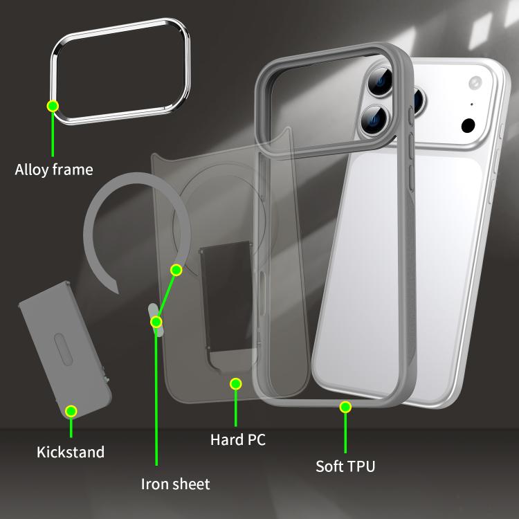For iPhone 17 Acrylic Hybrid TPU MagSafe Holder Phone Case(Black) - iPhone 17 Cases by buy2fix | Online Shopping UK | buy2fix