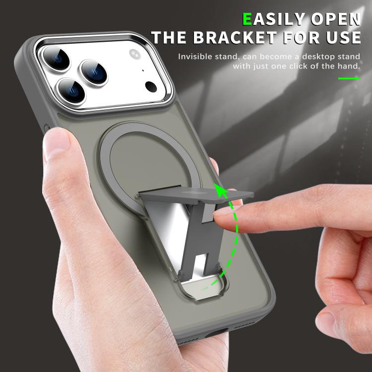 For iPhone 17 Acrylic Hybrid TPU MagSafe Holder Phone Case(Black) - iPhone 17 Cases by buy2fix | Online Shopping UK | buy2fix