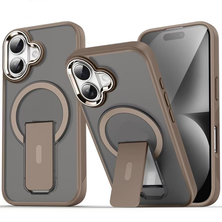 For iPhone 17 Acrylic Hybrid TPU MagSafe Holder Phone Case(Gold) - iPhone 17 Cases by buy2fix | Online Shopping UK | buy2fix