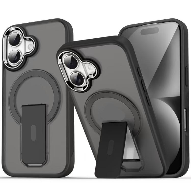 For iPhone 17 Acrylic Hybrid TPU MagSafe Holder Phone Case(Transparent Black) - iPhone 17 Cases by buy2fix | Online Shopping UK | buy2fix