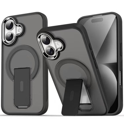 For iPhone 17 Acrylic Hybrid TPU MagSafe Holder Phone Case(Transparent Black) - iPhone 17 Cases by buy2fix | Online Shopping UK | buy2fix