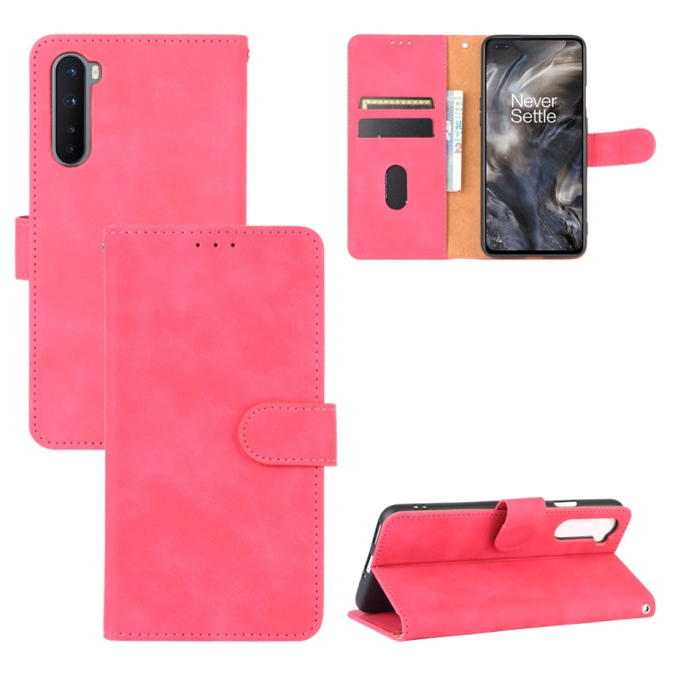 For OnePlus Nord Solid Color Skin Feel Magnetic Buckle Horizontal Flip Calf Texture PU Leather Case with Holder & Card Slots & Wallet(Rose Red) - OnePlus Cases by buy2fix | Online Shopping UK | buy2fix