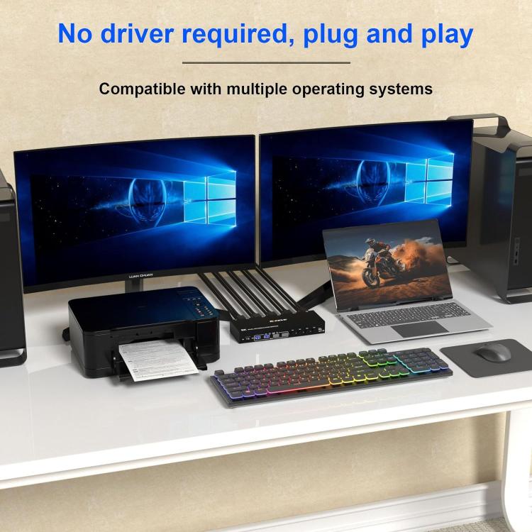 KC-KVM402DP 8K 30Hz 4 Input 2 Output DP / USB3.0 Dual Monitor KVM Switch, EU Plug - Switch by buy2fix | Online Shopping UK | buy2fix