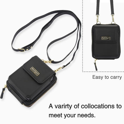 For Samsung Galaxy Z Flip6 /5 /4 /3 AwQuer AW005 Crossbody Folding Phone Leather Bag(Black) - Galaxy Z Flip6 5G Cases by Awquer | Online Shopping UK | buy2fix