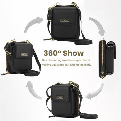 For Samsung Galaxy Z Flip6 /5 /4 /3 AwQuer AW005 Crossbody Folding Phone Leather Bag(Black) - Galaxy Z Flip6 5G Cases by Awquer | Online Shopping UK | buy2fix