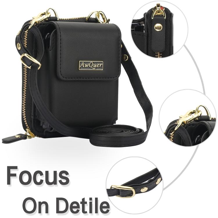 For Samsung Galaxy Z Flip6 /5 /4 /3 AwQuer AW005 Crossbody Folding Phone Leather Bag(Black) - Galaxy Z Flip6 5G Cases by Awquer | Online Shopping UK | buy2fix