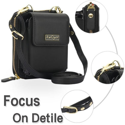 For Samsung Galaxy Z Flip6 /5 /4 /3 AwQuer AW005 Crossbody Folding Phone Leather Bag(Black) - Galaxy Z Flip6 5G Cases by Awquer | Online Shopping UK | buy2fix