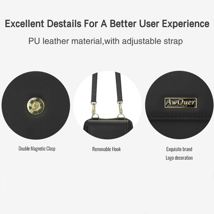 For Samsung Galaxy Z Flip6 /5 /4 /3 AwQuer AW005 Crossbody Folding Phone Leather Bag(Black) - Galaxy Z Flip6 5G Cases by Awquer | Online Shopping UK | buy2fix