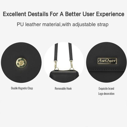 For Samsung Galaxy Z Flip6 /5 /4 /3 AwQuer AW005 Crossbody Folding Phone Leather Bag(Black) - Galaxy Z Flip6 5G Cases by Awquer | Online Shopping UK | buy2fix