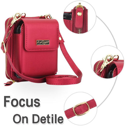 For Samsung Galaxy Z Flip6 /5 /4 /3 AwQuer AW005 Crossbody Folding Phone Leather Bag(Red) - Galaxy Z Flip6 5G Cases by Awquer | Online Shopping UK | buy2fix