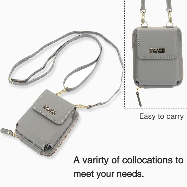 For Samsung Galaxy Z Flip6 /5 /4 /3 AwQuer AW005 Crossbody Folding Phone Leather Bag(Grey) - Galaxy Z Flip6 5G Cases by Awquer | Online Shopping UK | buy2fix