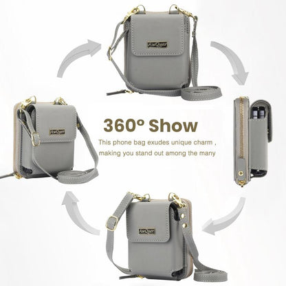 For Samsung Galaxy Z Flip6 /5 /4 /3 AwQuer AW005 Crossbody Folding Phone Leather Bag(Grey) - Galaxy Z Flip6 5G Cases by Awquer | Online Shopping UK | buy2fix