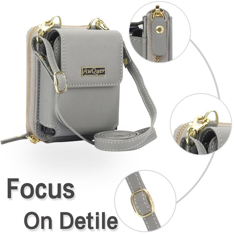 For Samsung Galaxy Z Flip6 /5 /4 /3 AwQuer AW005 Crossbody Folding Phone Leather Bag(Grey) - Galaxy Z Flip6 5G Cases by Awquer | Online Shopping UK | buy2fix