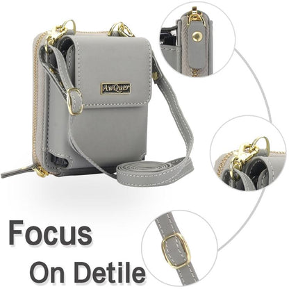 For Samsung Galaxy Z Flip6 /5 /4 /3 AwQuer AW005 Crossbody Folding Phone Leather Bag(Grey) - Galaxy Z Flip6 5G Cases by Awquer | Online Shopping UK | buy2fix