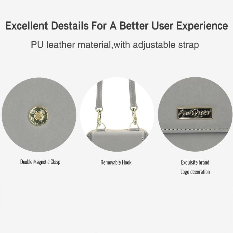 For Samsung Galaxy Z Flip6 /5 /4 /3 AwQuer AW005 Crossbody Folding Phone Leather Bag(Grey) - Galaxy Z Flip6 5G Cases by Awquer | Online Shopping UK | buy2fix