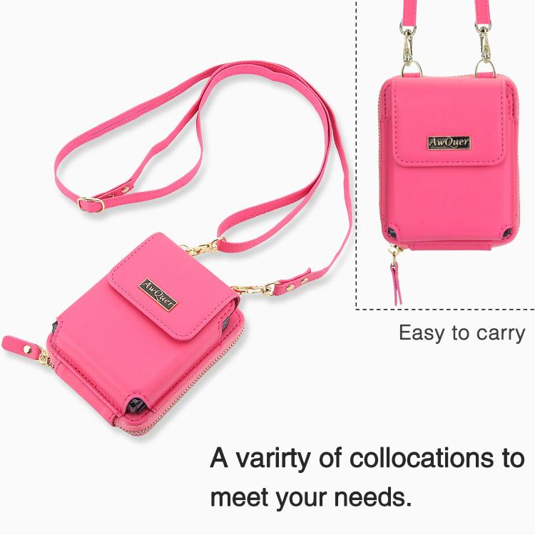 For Samsung Galaxy Z Flip6 /5 /4 /3 AwQuer AW005 Crossbody Folding Phone Leather Bag(Rose Red) - Galaxy Z Flip6 5G Cases by Awquer | Online Shopping UK | buy2fix