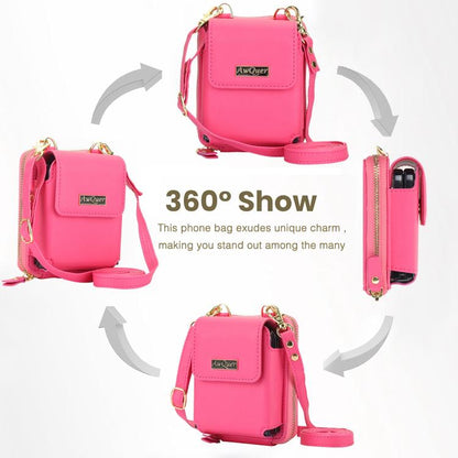 For Samsung Galaxy Z Flip6 /5 /4 /3 AwQuer AW005 Crossbody Folding Phone Leather Bag(Rose Red) - Galaxy Z Flip6 5G Cases by Awquer | Online Shopping UK | buy2fix