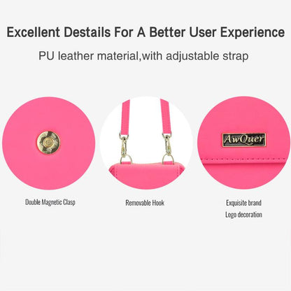 For Samsung Galaxy Z Flip6 /5 /4 /3 AwQuer AW005 Crossbody Folding Phone Leather Bag(Rose Red) - Galaxy Z Flip6 5G Cases by Awquer | Online Shopping UK | buy2fix