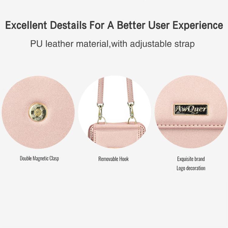 For Samsung Galaxy Z Flip6 /5 /4 /3 AwQuer AW005 Crossbody Folding Phone Leather Bag(Rose Gold) - Galaxy Z Flip6 5G Cases by Awquer | Online Shopping UK | buy2fix