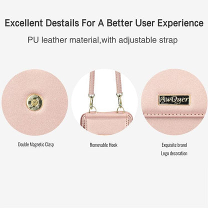 For Samsung Galaxy Z Flip6 /5 /4 /3 AwQuer AW005 Crossbody Folding Phone Leather Bag(Rose Gold) - Galaxy Z Flip6 5G Cases by Awquer | Online Shopping UK | buy2fix