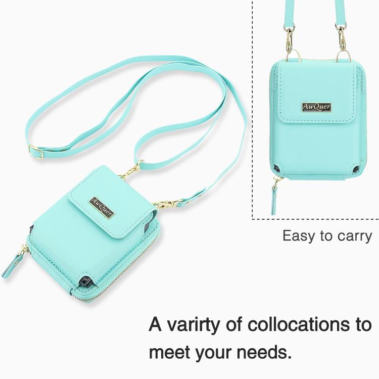 For Samsung Galaxy Z Flip6 /5 /4 /3 AwQuer AW005 Crossbody Folding Phone Leather Bag(Light Green) - Galaxy Z Flip6 5G Cases by Awquer | Online Shopping UK | buy2fix
