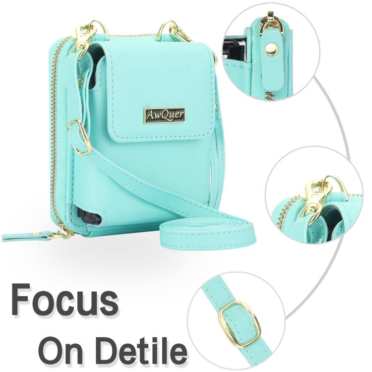 For Samsung Galaxy Z Flip6 /5 /4 /3 AwQuer AW005 Crossbody Folding Phone Leather Bag(Light Green) - Galaxy Z Flip6 5G Cases by Awquer | Online Shopping UK | buy2fix