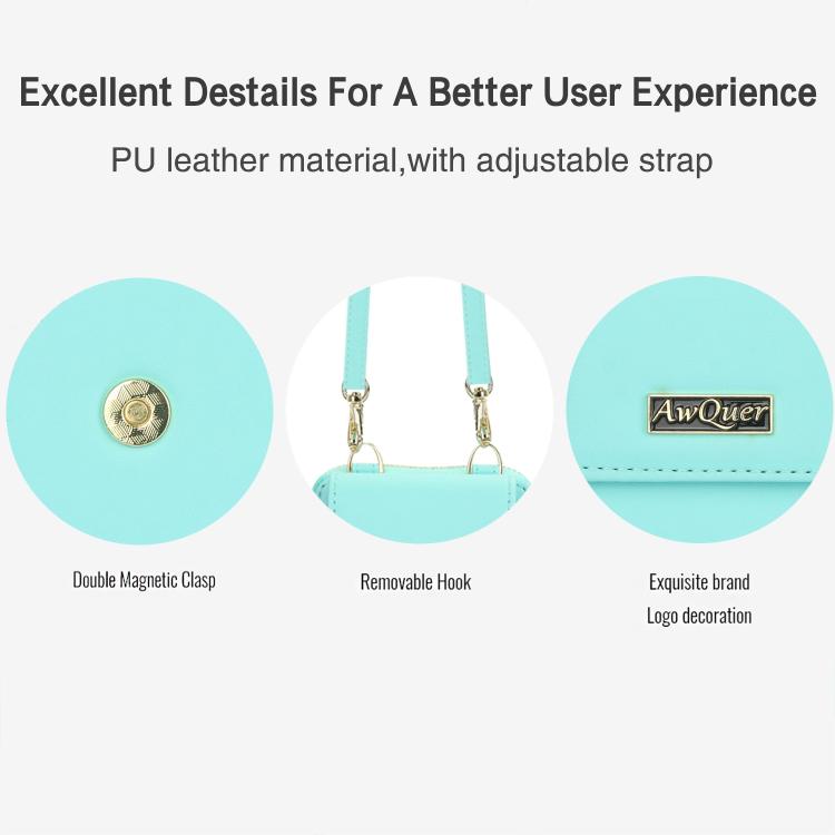 For Samsung Galaxy Z Flip6 /5 /4 /3 AwQuer AW005 Crossbody Folding Phone Leather Bag(Light Green) - Galaxy Z Flip6 5G Cases by Awquer | Online Shopping UK | buy2fix