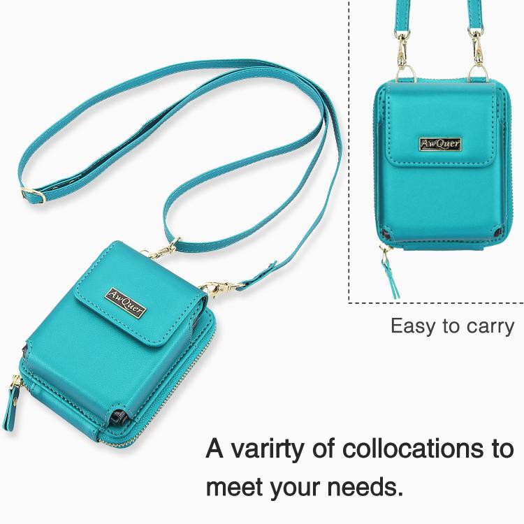 For Samsung Galaxy Z Flip6 /5 /4 /3 AwQuer AW005 Crossbody Folding Phone Leather Bag(Dark Green) - Galaxy Z Flip6 5G Cases by Awquer | Online Shopping UK | buy2fix