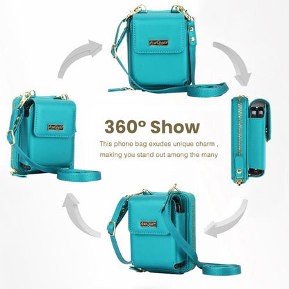 For Samsung Galaxy Z Flip6 /5 /4 /3 AwQuer AW005 Crossbody Folding Phone Leather Bag(Dark Green) - Galaxy Z Flip6 5G Cases by Awquer | Online Shopping UK | buy2fix