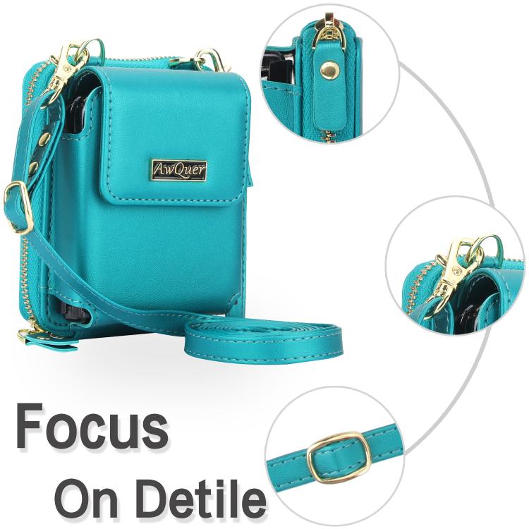 For Samsung Galaxy Z Flip6 /5 /4 /3 AwQuer AW005 Crossbody Folding Phone Leather Bag(Dark Green) - Galaxy Z Flip6 5G Cases by Awquer | Online Shopping UK | buy2fix