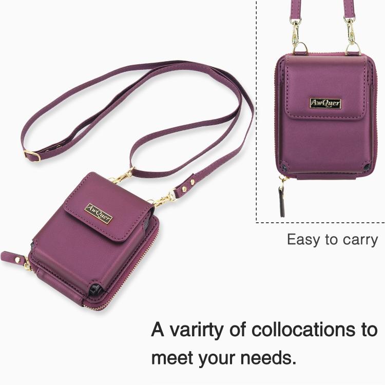 For Samsung Galaxy Z Flip7 /7 FE /6 /5 AwQuer AW005 Crossbody Folding Phone Leather Bag(Dark Purple) - Galaxy Phone Cases by Awquer | Online Shopping UK | buy2fix