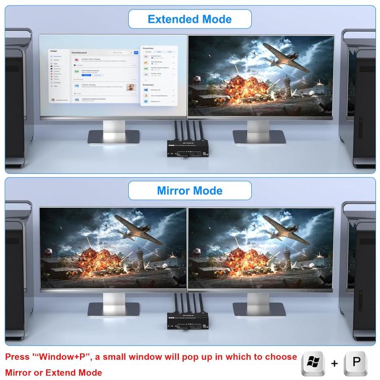 KC-KVM8202 8K 60Hz USB3.0 / HDMI 2-Port Dual Monitor KVM Switch, UK Plug - Switch by buy2fix | Online Shopping UK | buy2fix